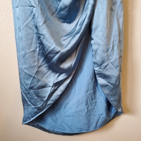 Elliatt x Revolve Cassini One Shoulder Satin Dress in Blue - Picture 9 of 12